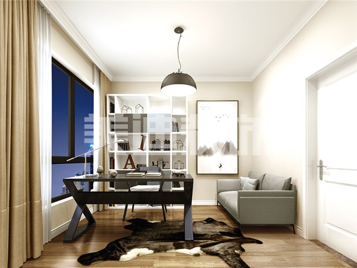 長沙中建信和城115平裝修案例-書房