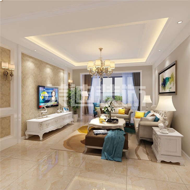 長沙120平歐式裝修案例-客廳