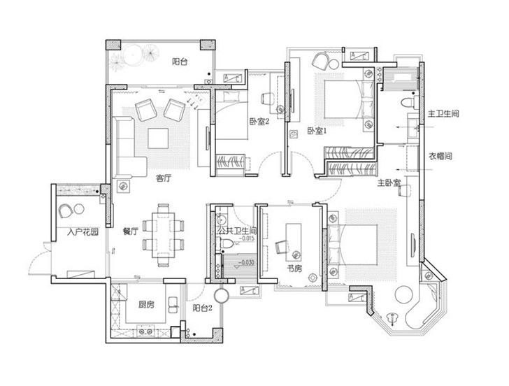 長沙松雅湖金岸150平裝修案例-戶型圖