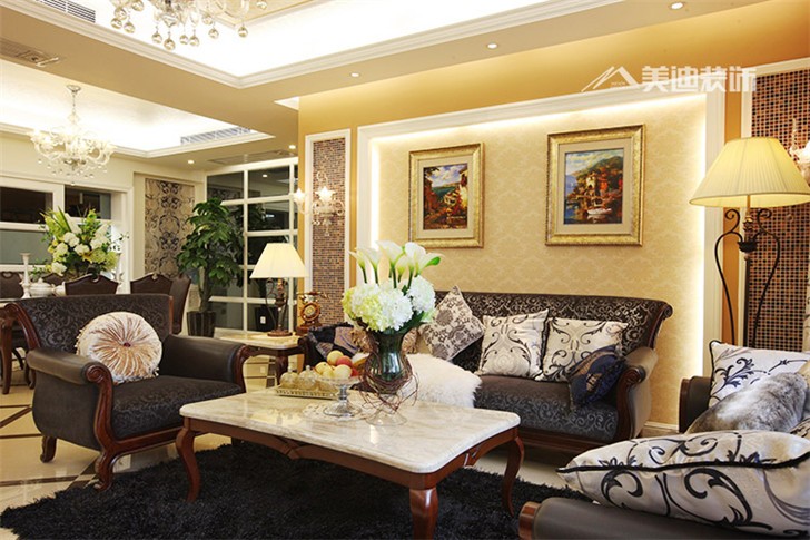 長沙天城尚品140平裝修案例-客廳