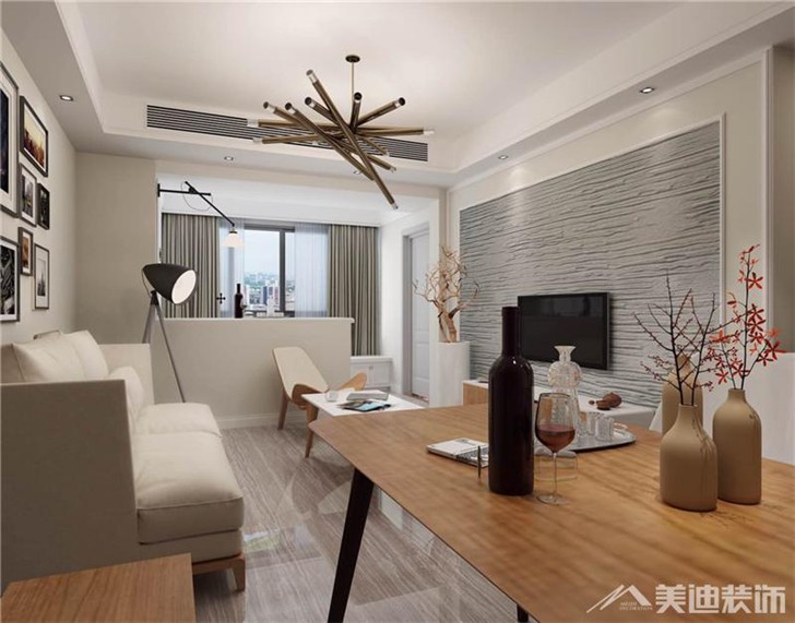 長沙世茂鉑翠灣北歐風裝修案例-客廳