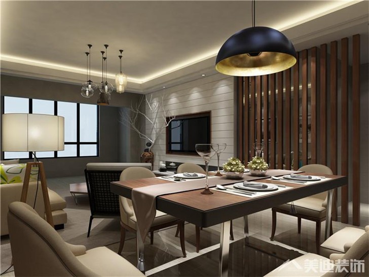 長沙世茂鉑翠灣北歐風裝修案例-餐廳