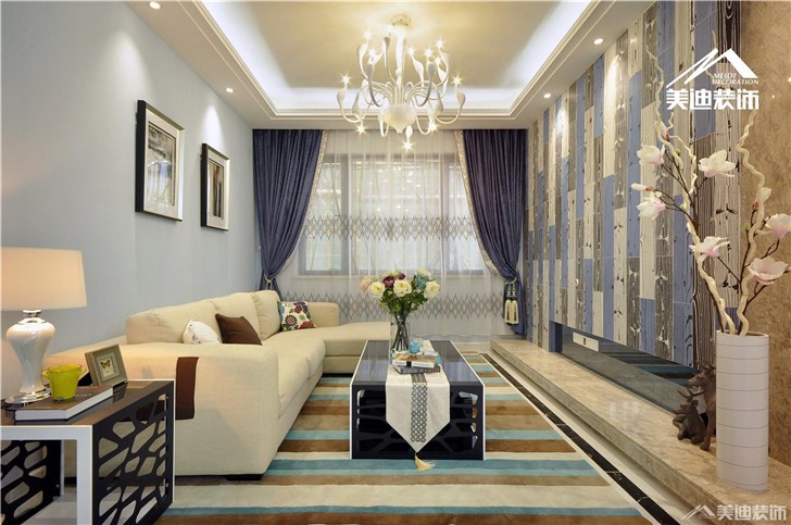 長沙萬里時代裝修案例-客廳