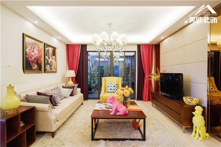 長沙北辰三角洲現代前衛裝修案例圖-客廳