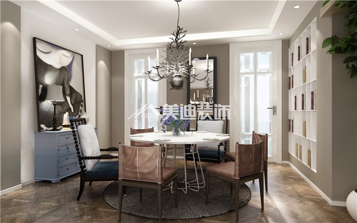 湘熙水郡清新北歐風裝修案例圖—餐廳