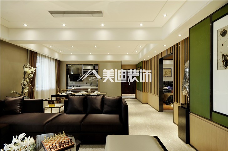 蘭亭灣畔125平港式風裝修案例圖—客廳