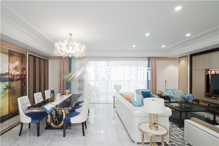 保利國際新奢古典風裝修案例圖—客餐廳