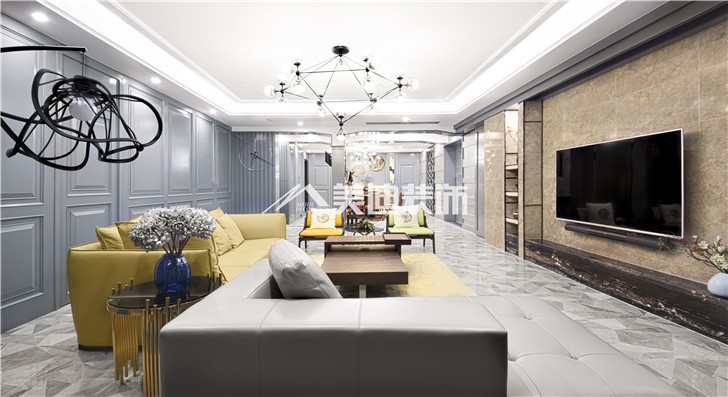 北辰定江洋現(xiàn)代雅痞風(fēng)裝修案例圖—客廳