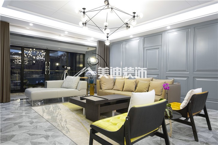 北辰定江洋現(xiàn)代雅痞風(fēng)裝修案例圖—客廳