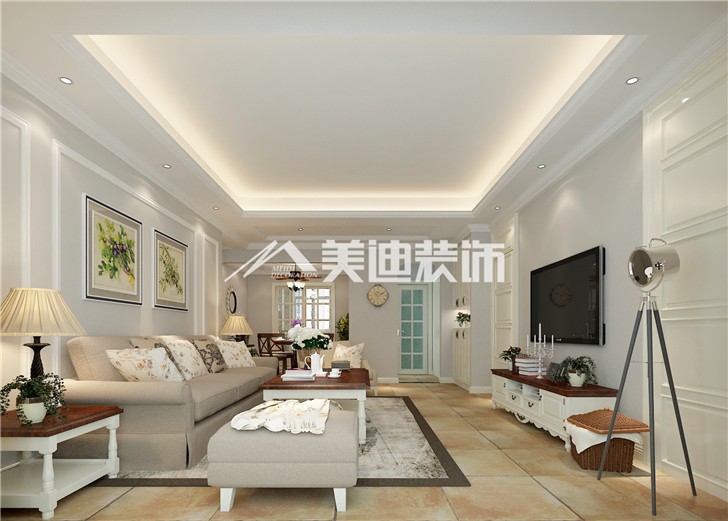 山水英倫簡歐風裝修案例圖—客廳