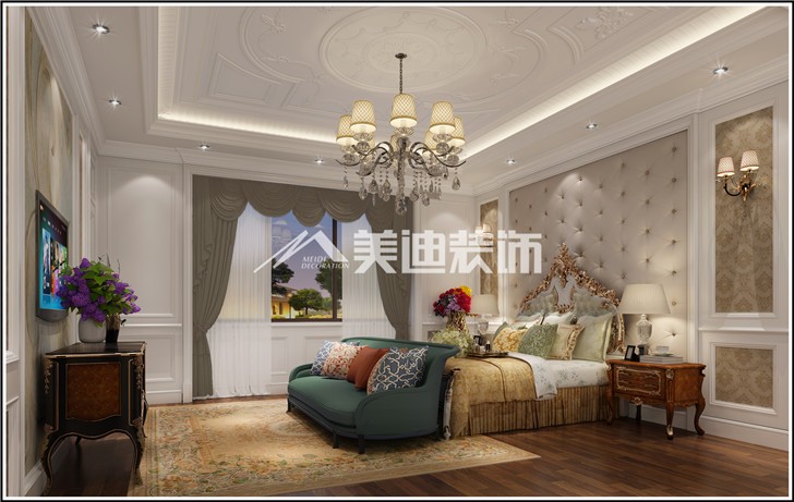 自建別墅歐式風裝修案例圖—臥室