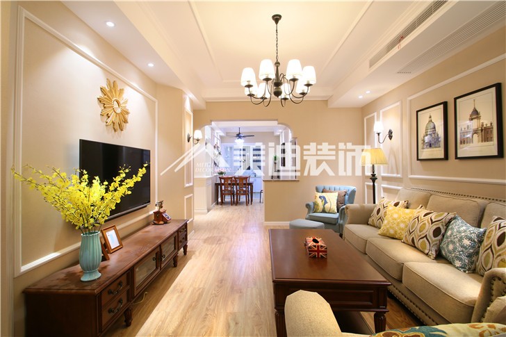 梅溪湖合能璞麗簡歐風裝修案例圖—客廳