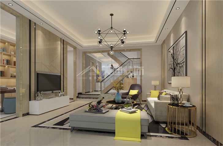 達美美立方簡歐風裝修案例圖—客廳