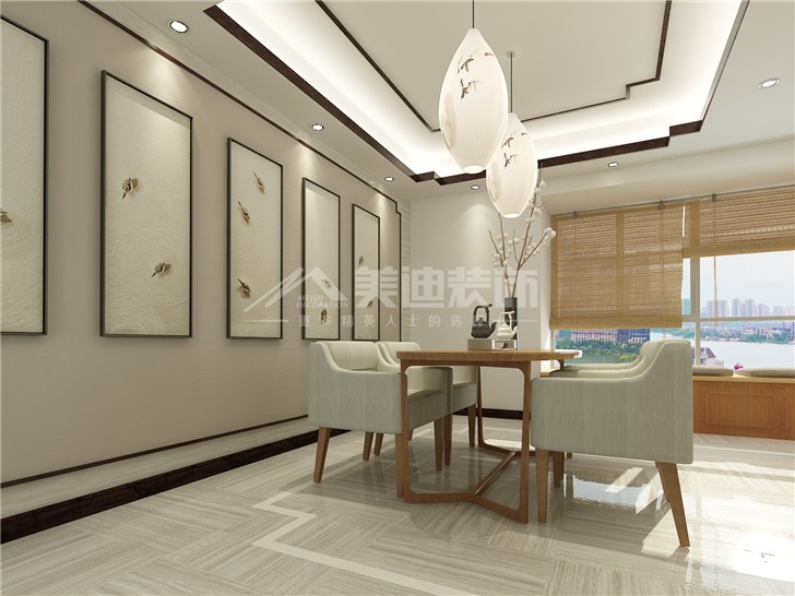 保利國(guó)際新中式風(fēng)裝修案例圖—餐廳