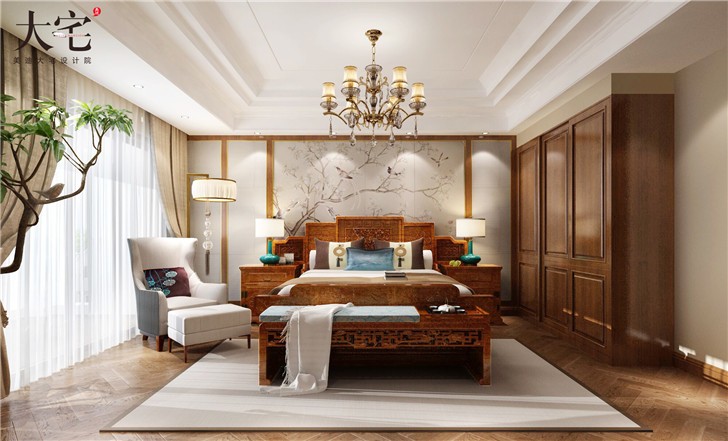 金地三千府347平新中式風裝修案例圖—臥室