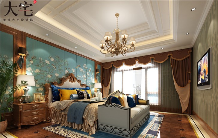 金地三千府402平歐式風裝修案例圖—臥室