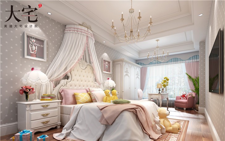 金地三千府402平歐式風裝修案例圖—臥室