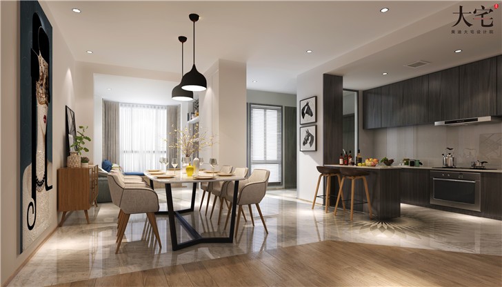 融科東南海185平現代風裝修案例圖—餐廳