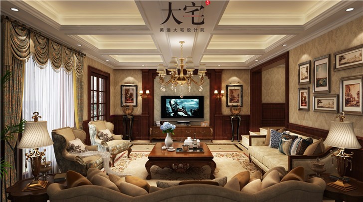 水印加州575平歐式風裝修案例圖—客廳