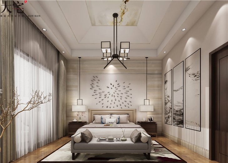 金地三千府347平新中式風裝修案例圖—臥室