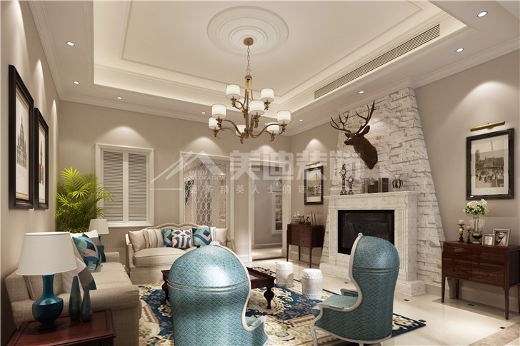 中糧北緯580平簡美風裝修案例圖—客廳