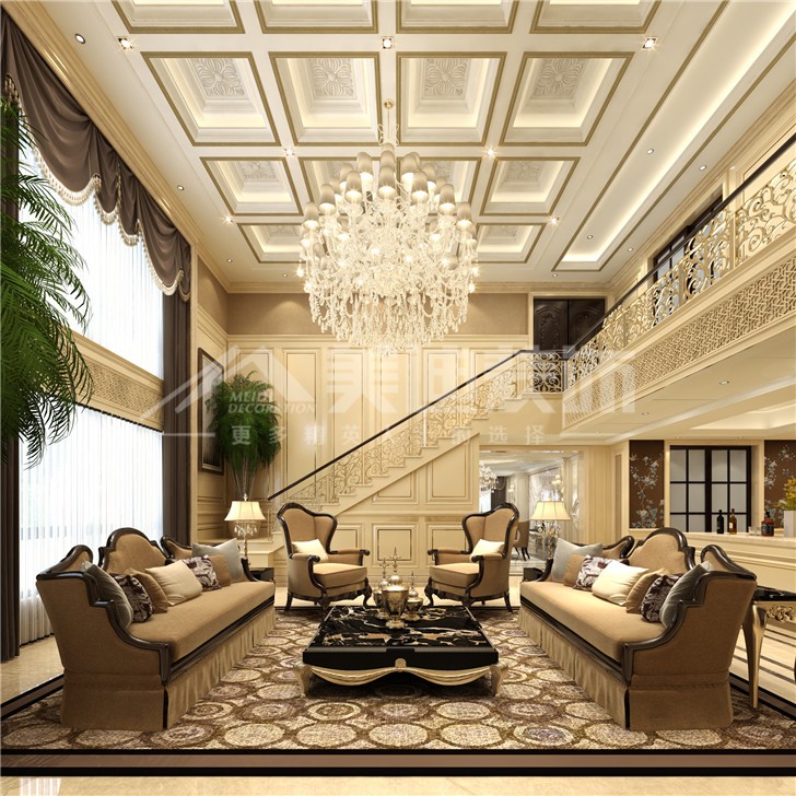 湘江雅頌居230平歐式風(fēng)裝修案例圖—客廳