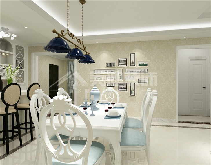 海德公園135平簡歐風裝修案例圖—餐廳