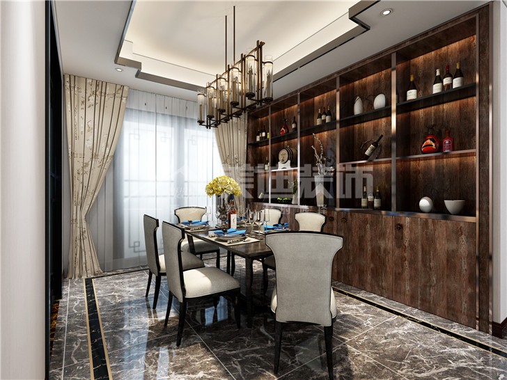 晟通牡丹舸144平新中式風裝修案例圖—餐廳