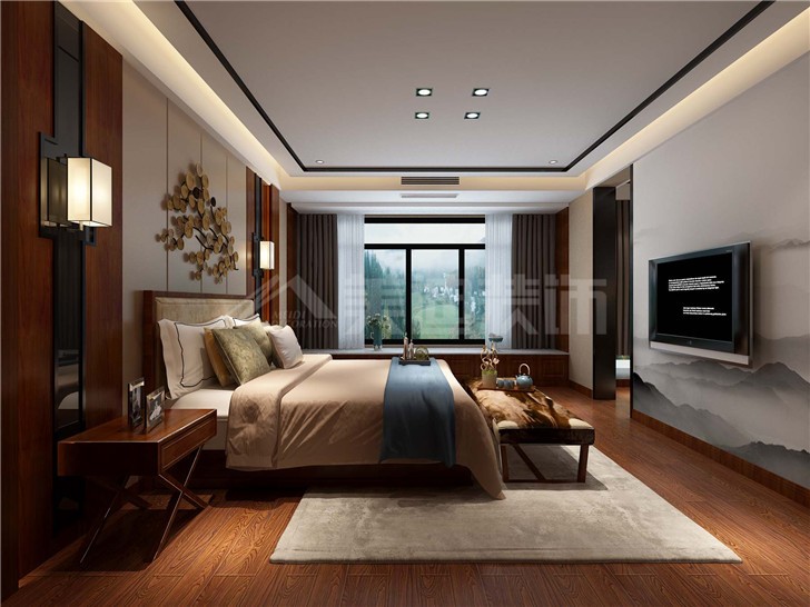 海倫春天174平中式風裝修案例圖—臥室