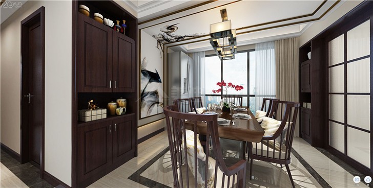 金茂悅126平新中式風裝修案例圖—餐廳