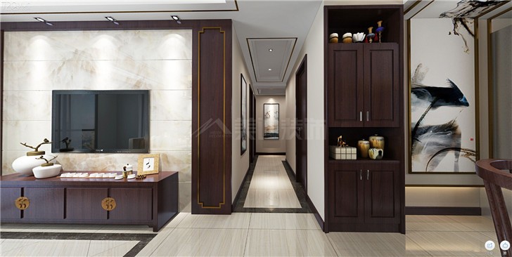 金茂悅126平新中式風裝修案例圖—客廳