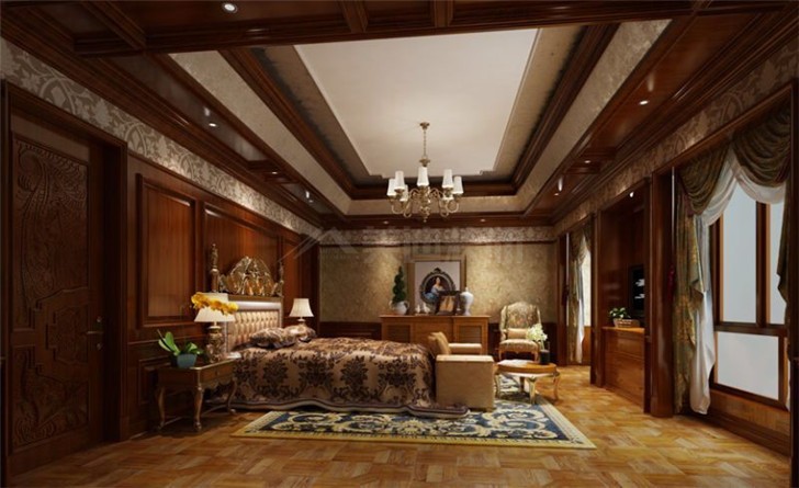 碧桂園800平美式風裝修案例圖—主人房