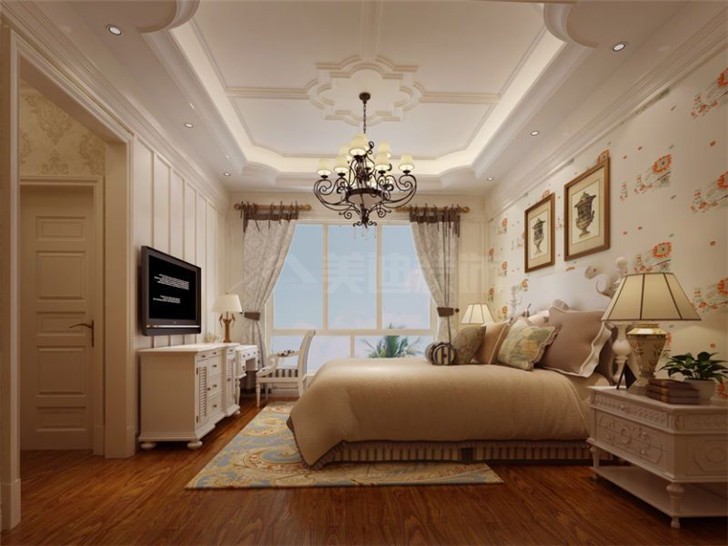 碧桂園800平美式風裝修案例圖—次臥