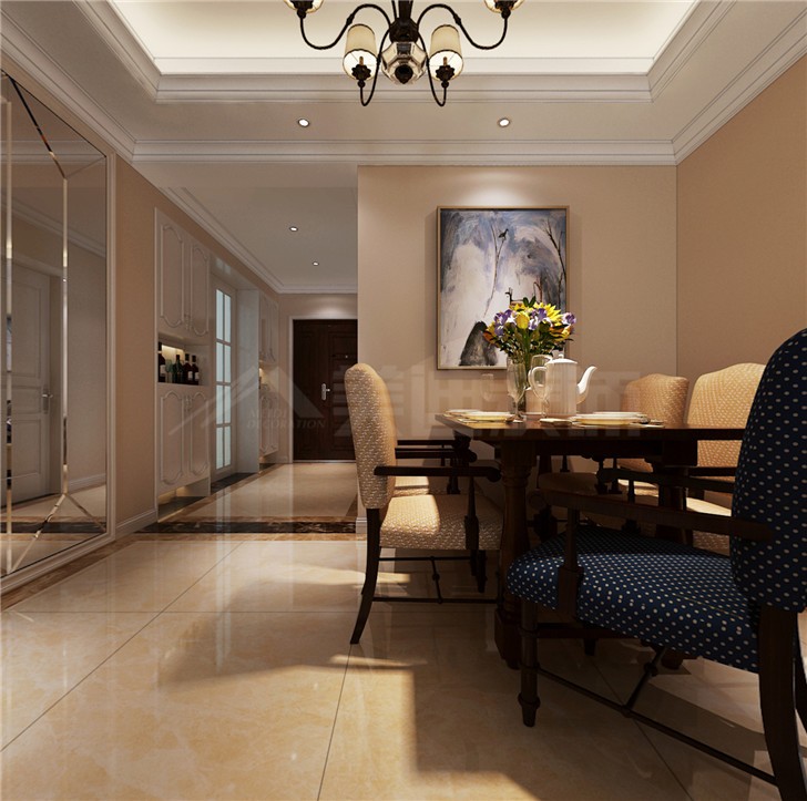 北辰三角洲123平簡歐風裝修案例圖—餐廳