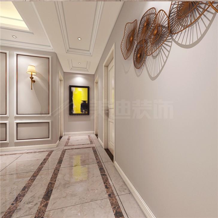 八方小區124平簡歐風裝修案例圖—客廳