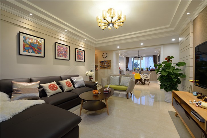 堤亞納灣133平美式風裝修案例圖—客廳