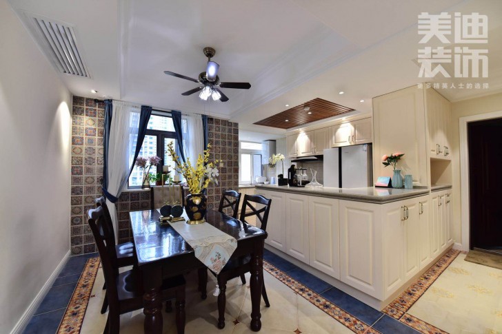 八方小區160平小美風格裝修案例圖-餐廳