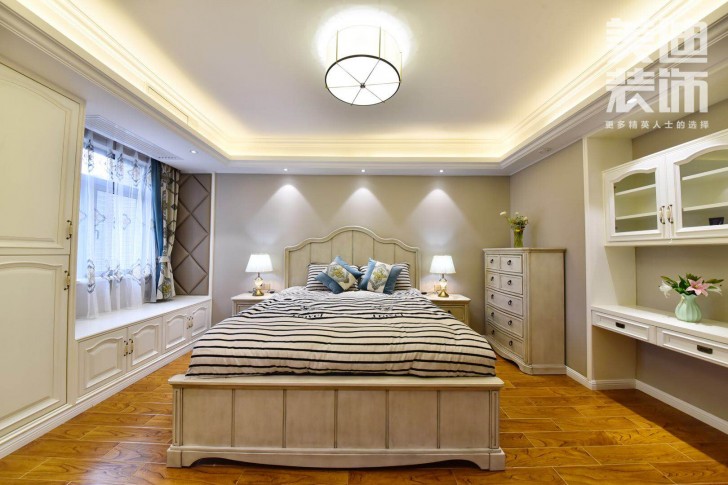 八方小區160平小美風格裝修案例圖-臥室