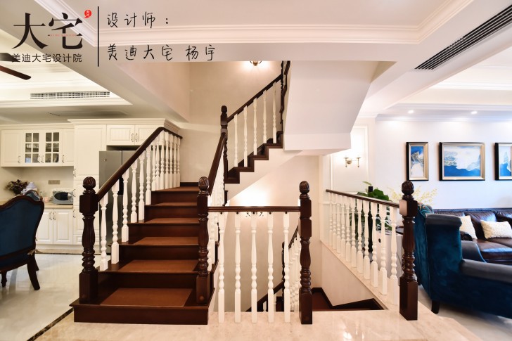 龍湖湘風原著260平小美風格裝修案例實拍圖-走廊