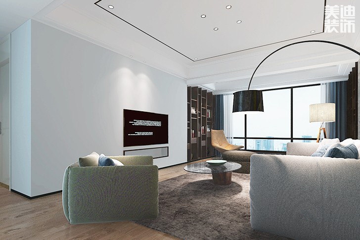 潤景園142㎡現代簡約裝修效果圖--客廳5