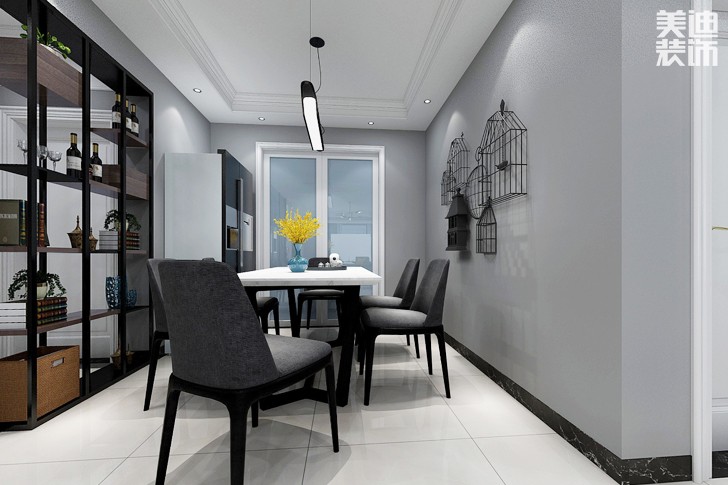碧桂園128平現代黑白灰案例效果圖--餐廳