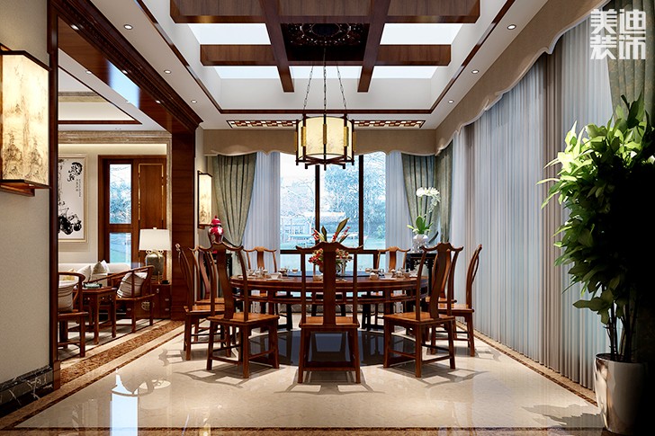 碧桂園240㎡新中式裝修效果圖--餐廳
