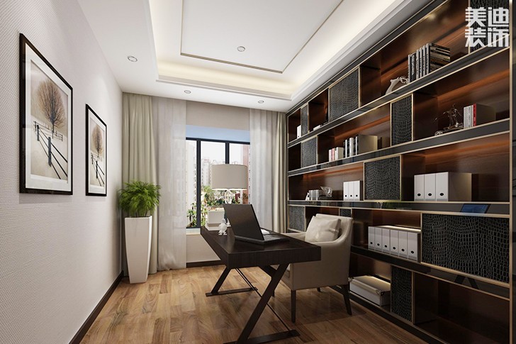 御景東方138㎡新中式裝修效果圖-書房