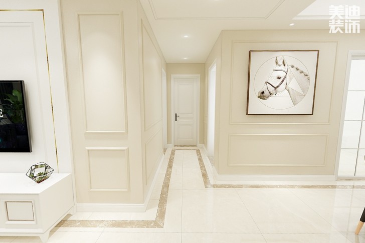 潤和長郡120平米美式風格案例效果圖--過道