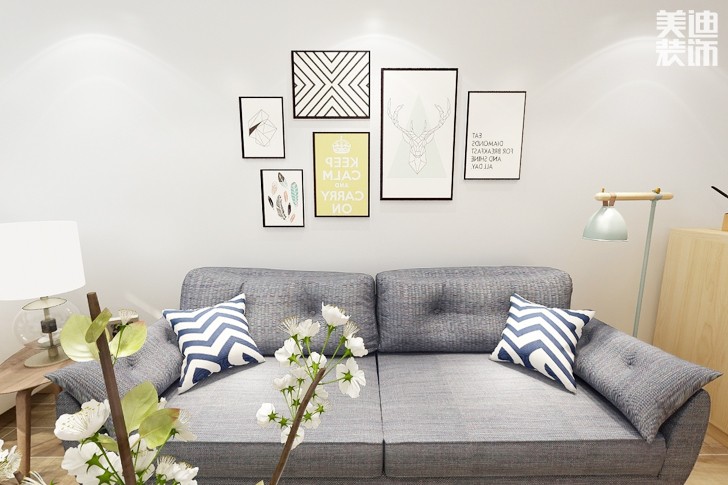 乾源國際96平米北歐風案例效果圖--客廳