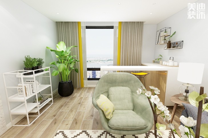 乾源國際96平米北歐風案例效果圖--客廳