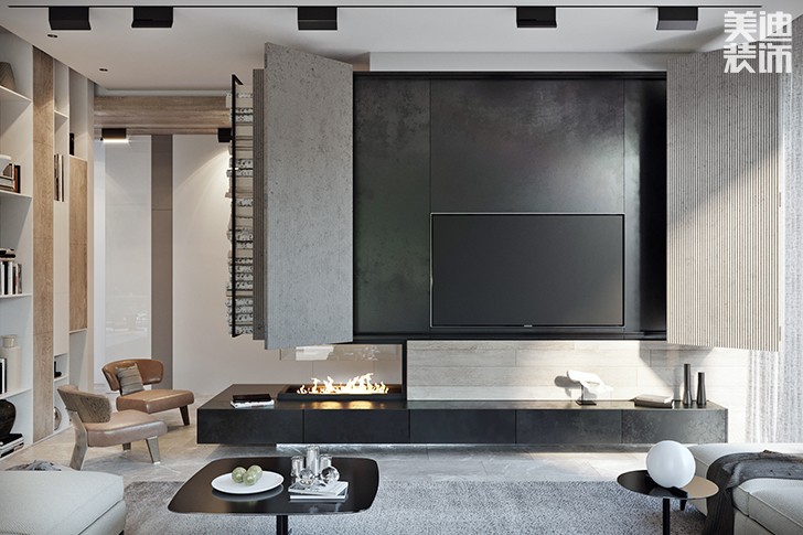 花明樓自建房132平米現(xiàn)代簡約風(fēng)格-客廳