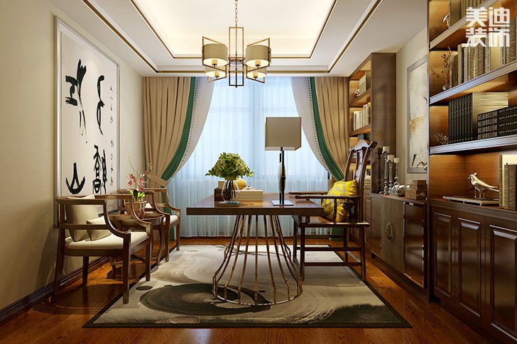 湘江一號180平米后現代風格實景圖-書房