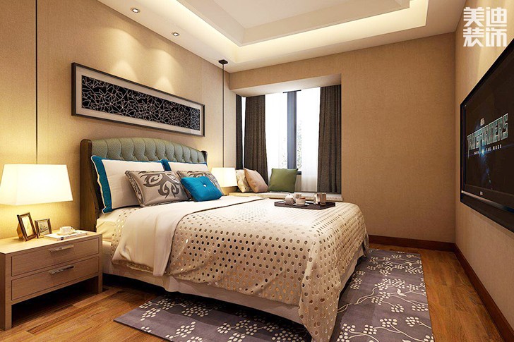 三一翡翠灣90平簡約裝修案例圖--臥室