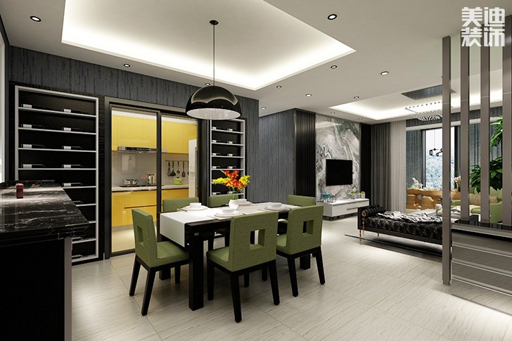 名門世家120平方現代風格案例裝修效果圖-餐廳